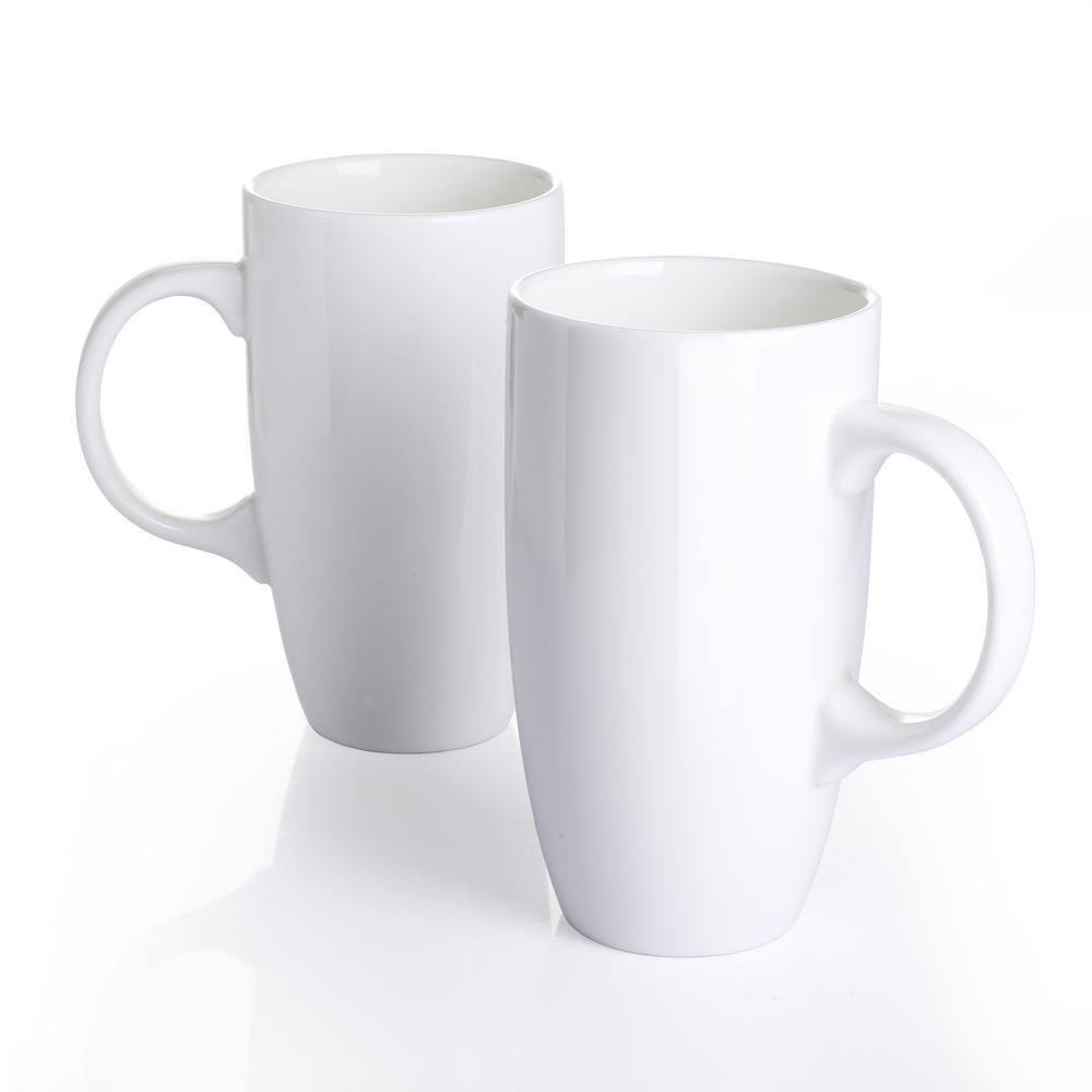 Panbado 18 oz. White Ceramic Mugs Coffee Cups(Set of 2) KT054