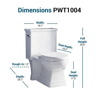 PELHAM  WHITE Crestmont 1-piece 1.28 GPF Single Flush Elongated Toilet in White Soft-Close Seat Included PWT1004