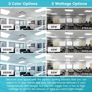 LUXRITE 2 ft. x 4 ft. Integrated LED Drop Ceiling Panel Light 304050-Watt 3 Color Selectable 375050006250 Lumens ETL 4-Pack LR24253-4PK