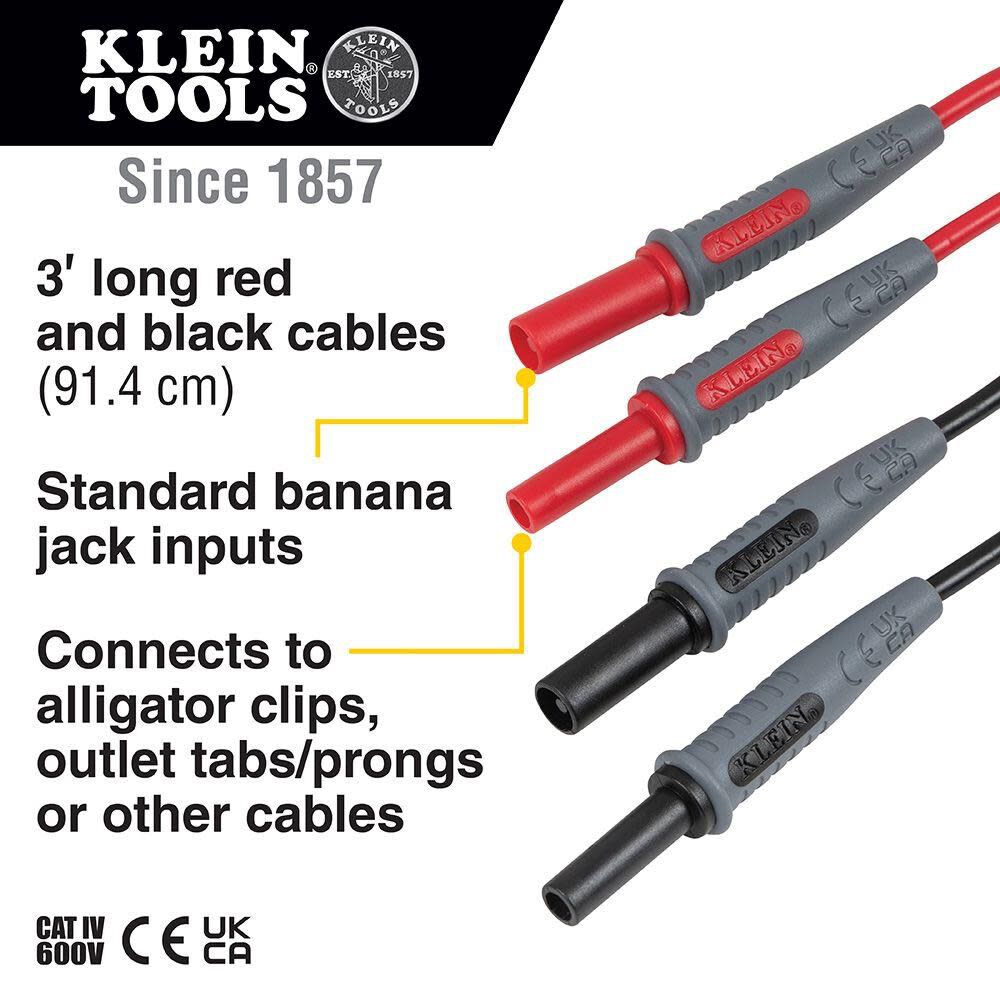 Klein Tools 3' Lead Adapters Red and Black 69359 from Klein Tools