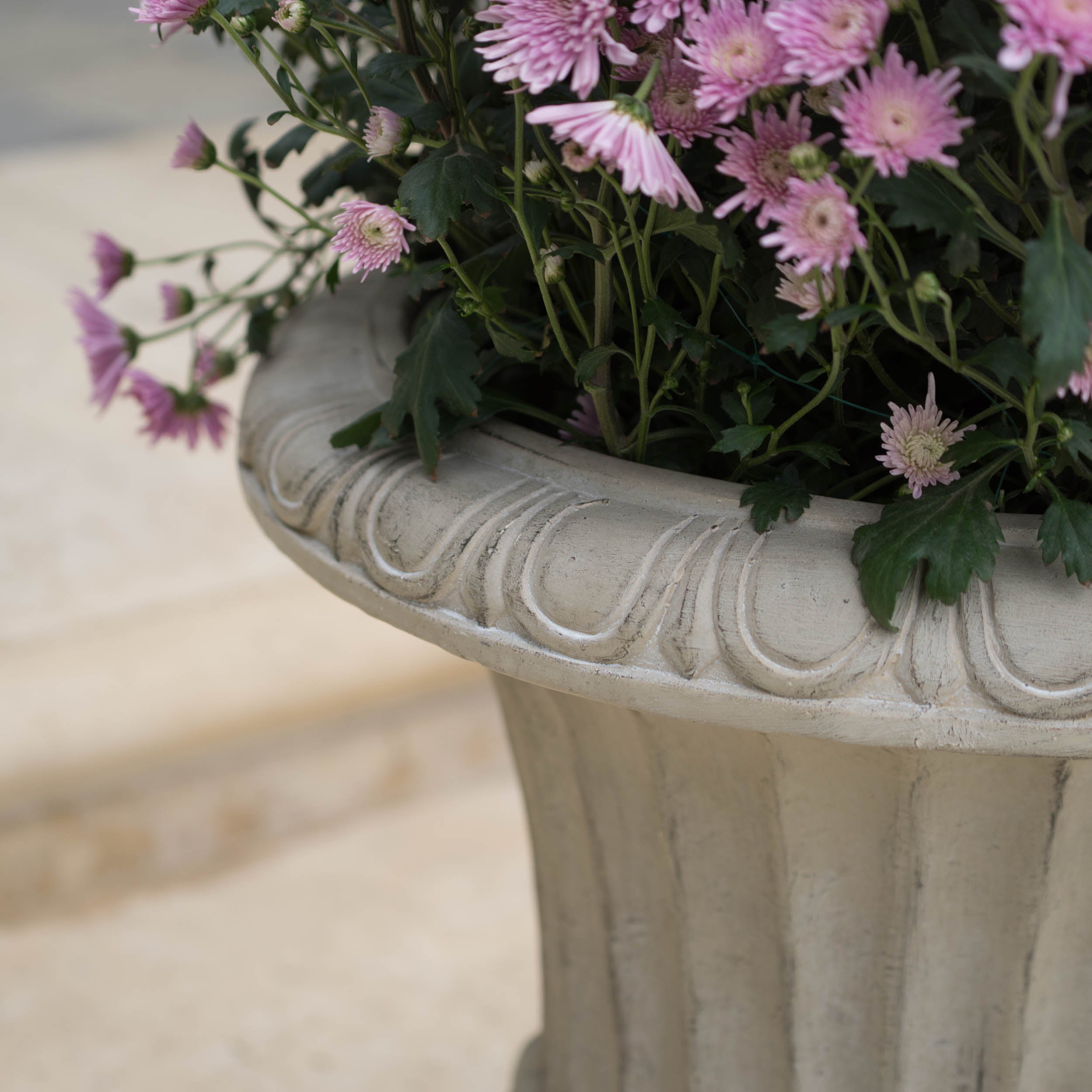 Napoli Outdoor Roman Antique Green Stone Garden Urn Planter