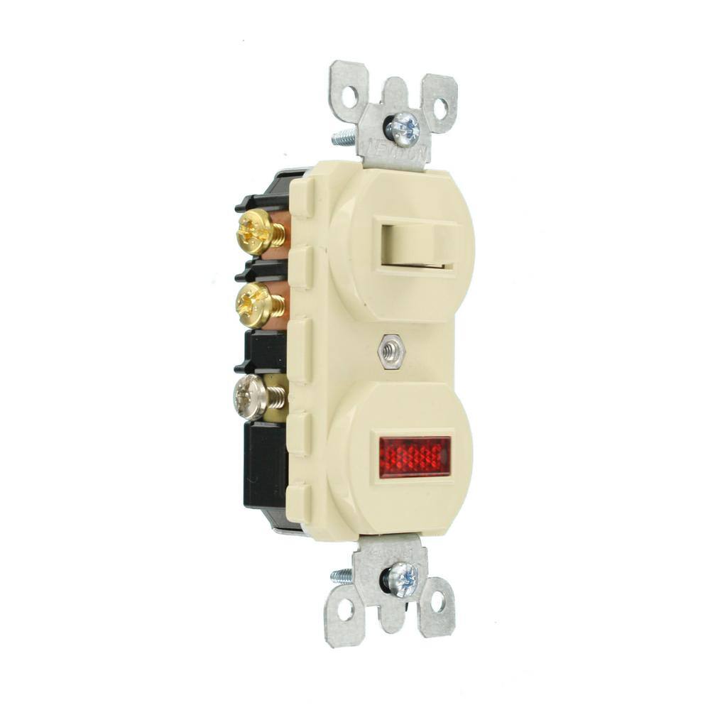 Leviton 15 Amp Commercial Grade Combination 3-Way Toggle SwitchPilot Light Ivory 5246-I