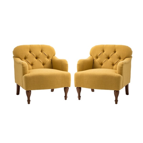 Bacchae Comfy Accent Armchair with Recessed Arms Set of 2 by HULALA HOME