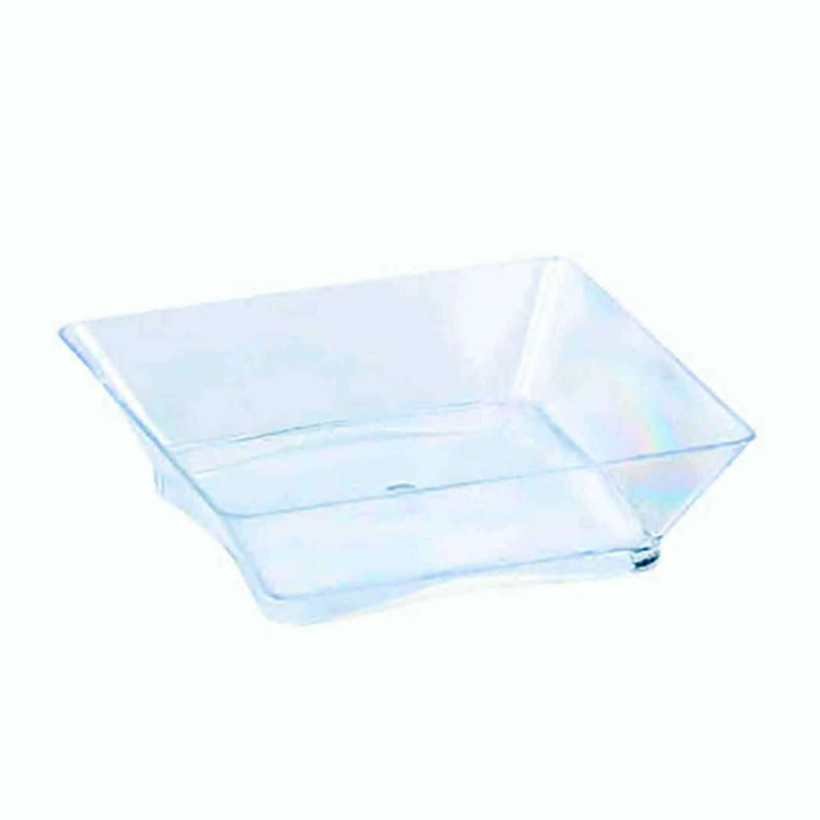 50 Pack Clear Mini Modern Square Plastic Appetizer Plates, Disposable Dessert Bowls 2