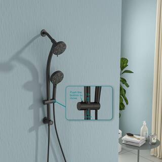 Logmey 8-Spray Patterns with 1.8 GPM 5 in. Wall Mount Dual Shower Heads with Handheld and Sliding Bar in Matte Black LM-705MB