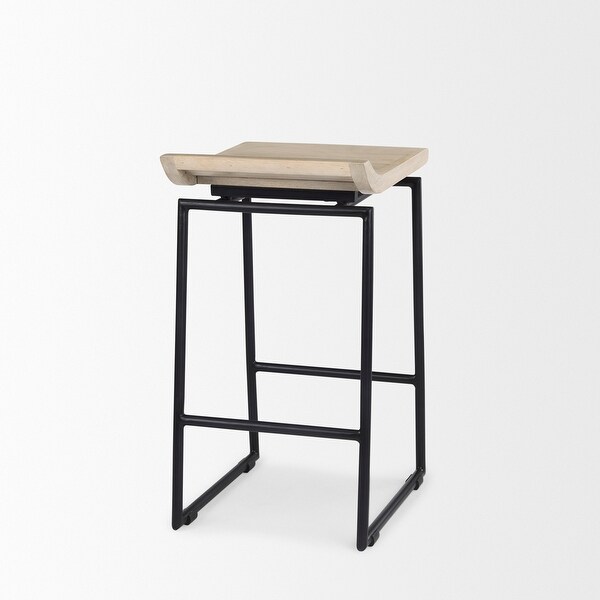 Givens Natural Solid Wood w/ Black Iron Counter Stool - 14