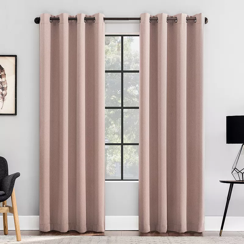 Clean Window Textured Weave Anti-Dust Blackout Grommet Window Curtain Panel