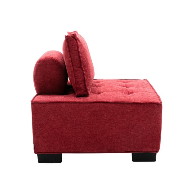 Living Room Ottoman Lazy Chair Small Accent Chair with Solid Wood Legs