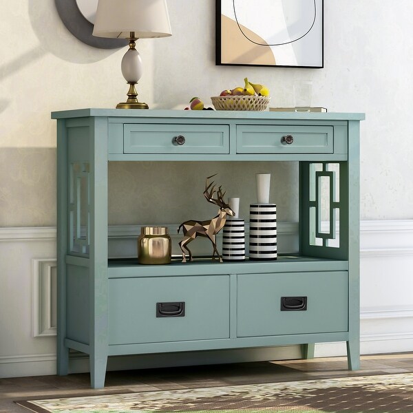 Modern Console Table Side Table with 4 Drawers and 1 Shelf