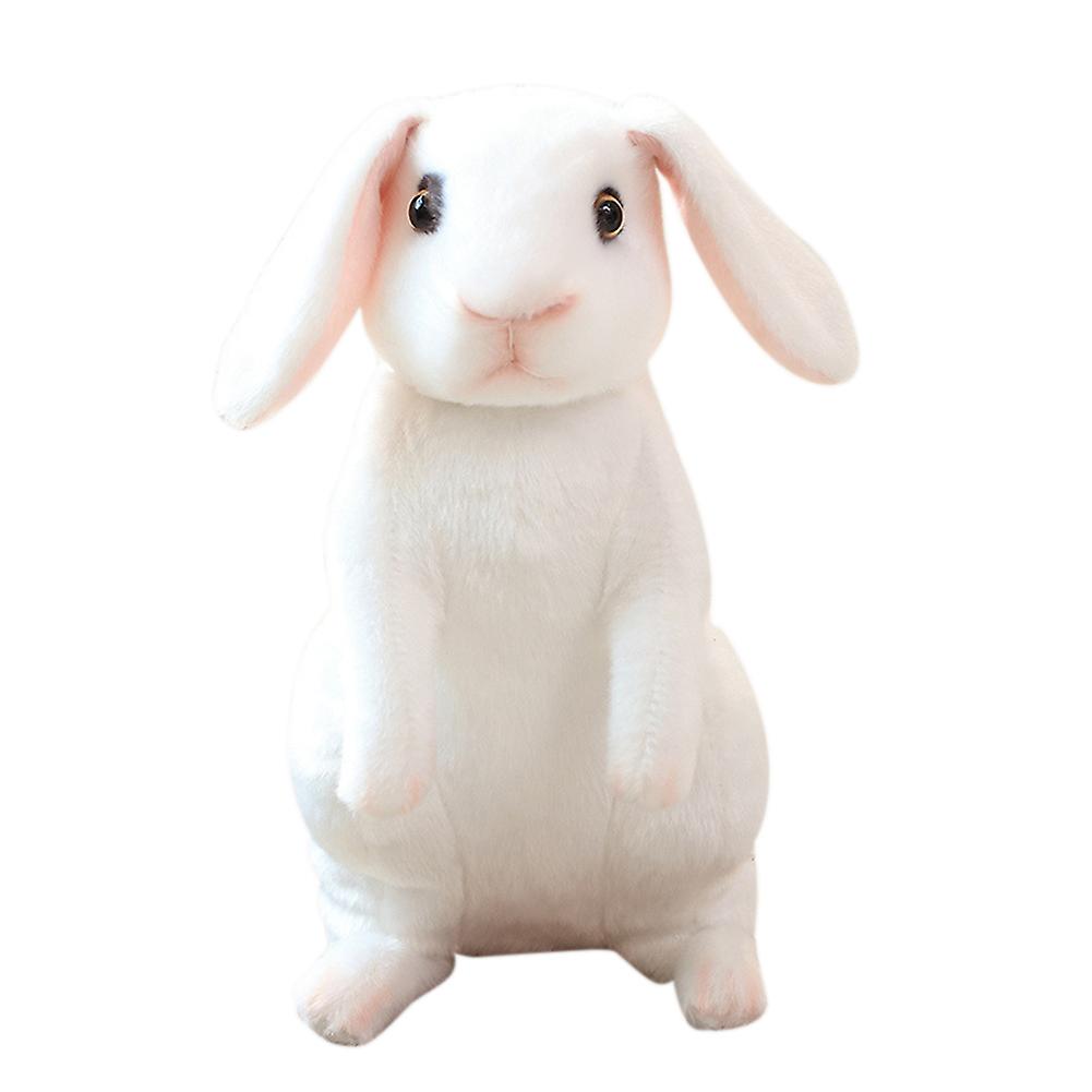 Simulated Rabbit Toy Throw Pillow Cartoon Rabbit Animal Plush Stuffed Dolls In Prone Posture 30cm Gray