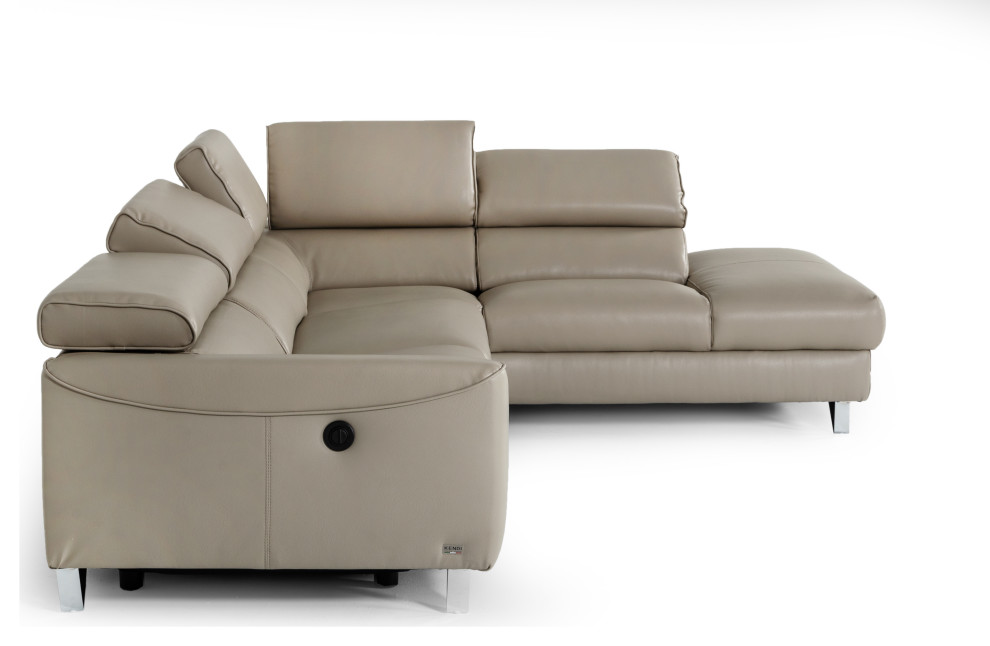 Divani Casa Versa Light Taupe Eco Leather Chaise Sectional With Recliner   Contemporary   Sectional Sofas   by Vig Furniture Inc.  Houzz