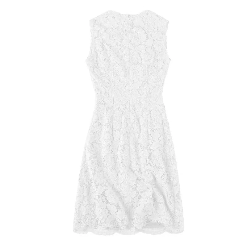 Pink Lace Sleeveless A-Line Dress – Slim & Flattering Spring/Summer