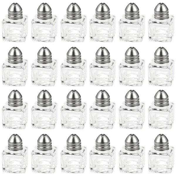 24x Mini Salt and Pepper Shakers Set， Glass Kitchenware， Transparent， 0.5 Oz