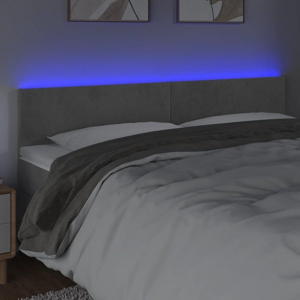 vidaXL LED Headboard Velvet Bedroom Furniture Dark Gray/Light Gray Multi Sizes - - 37421112