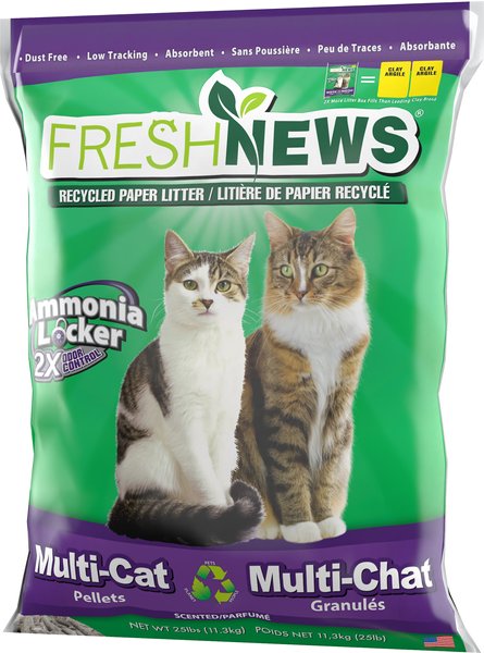 Fresh News Non-Clumping Scented Paper Cat Litter， 25-lb bag