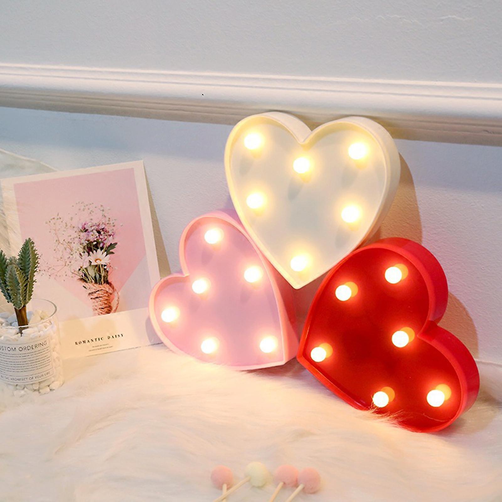 Heart Shape Design Leds Light Standing Sign With Bulbs Night Lamp Warm White Constant Bright Light Effect 2 * Aa Cell Operated Ip42 Water Resistance F