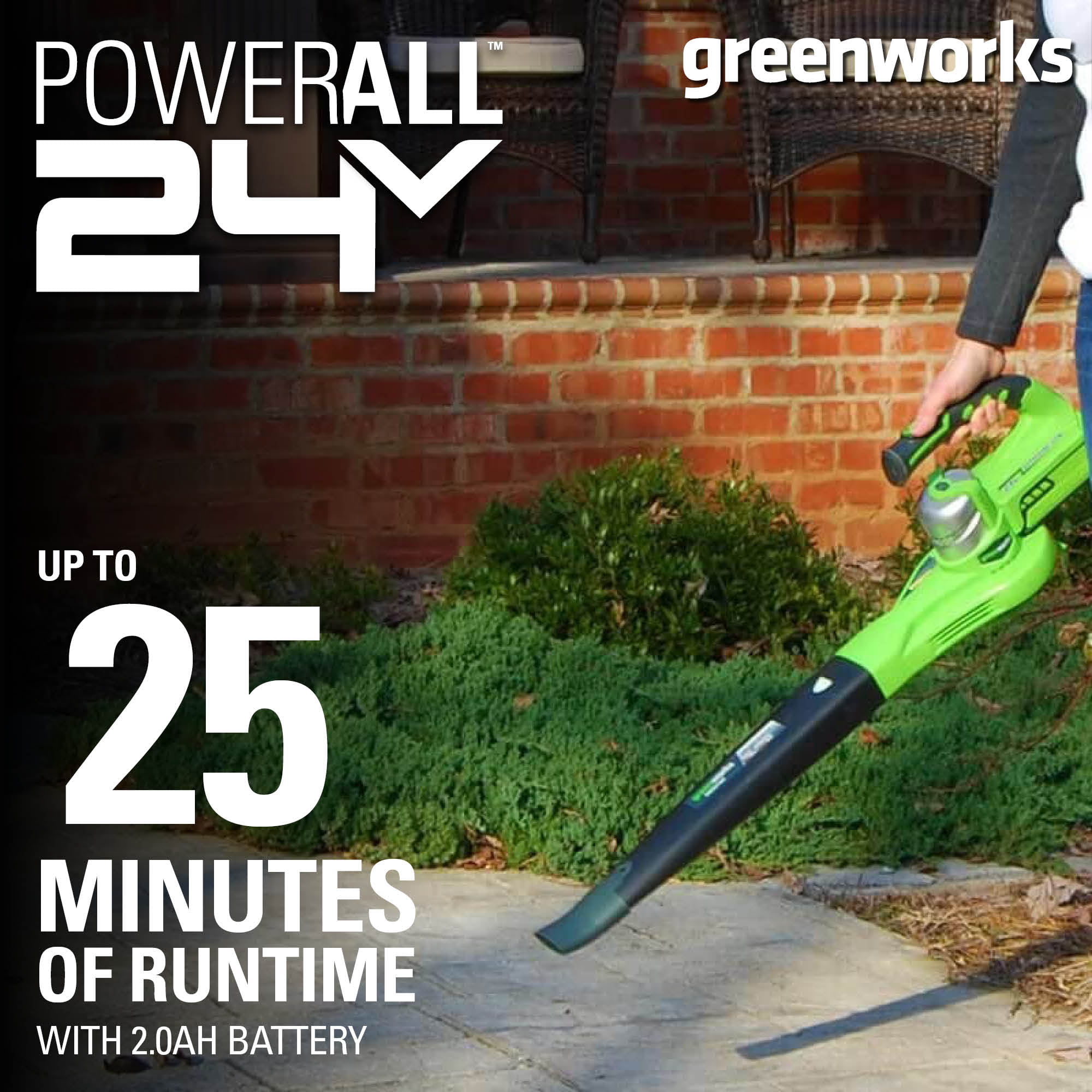 Greenworks 24V 135 CFM Cordless Leaf Blower with 2.0 Ah Battery and Charger， 24352