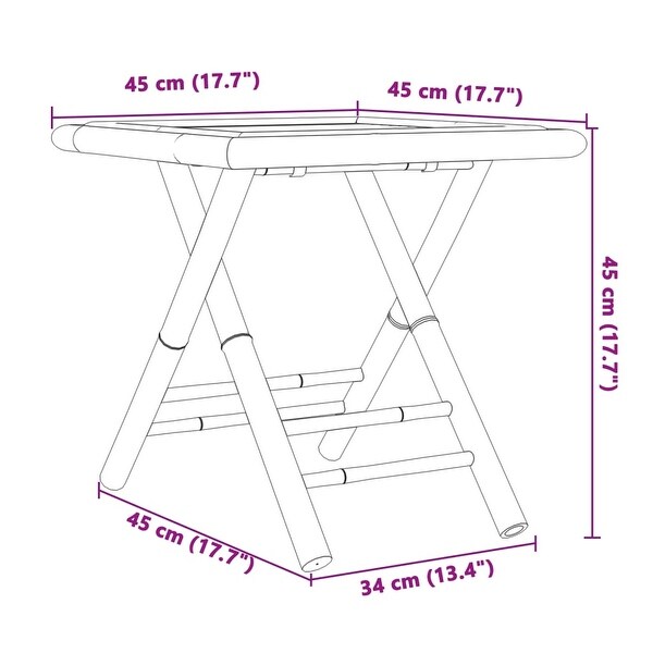 vidaXL Folding Patio Table Garden Outdoor Courtyard Greenhouse Furniture Bamboo