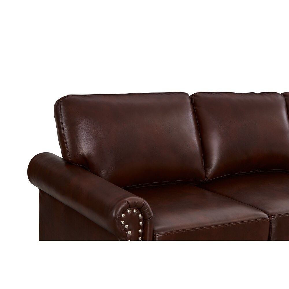 1+2+3 Seater PU Leather Loveseat Sofa Set for Living Room  Burgundy