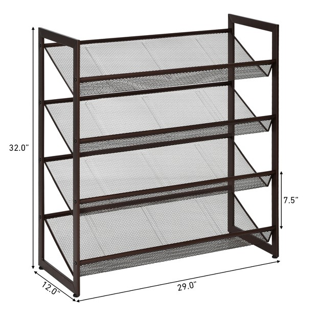 Tangkula Iron Shoe Shelf 2 3 4 tier Space Saving Layered Shoes Shelving Shoes Storage Organizer