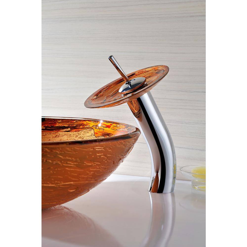 ANZZI Stanza Series Vessel Sink in Brown with Pop-Up Drain and Matching Faucet in Lustrous Brown LS-AZ061