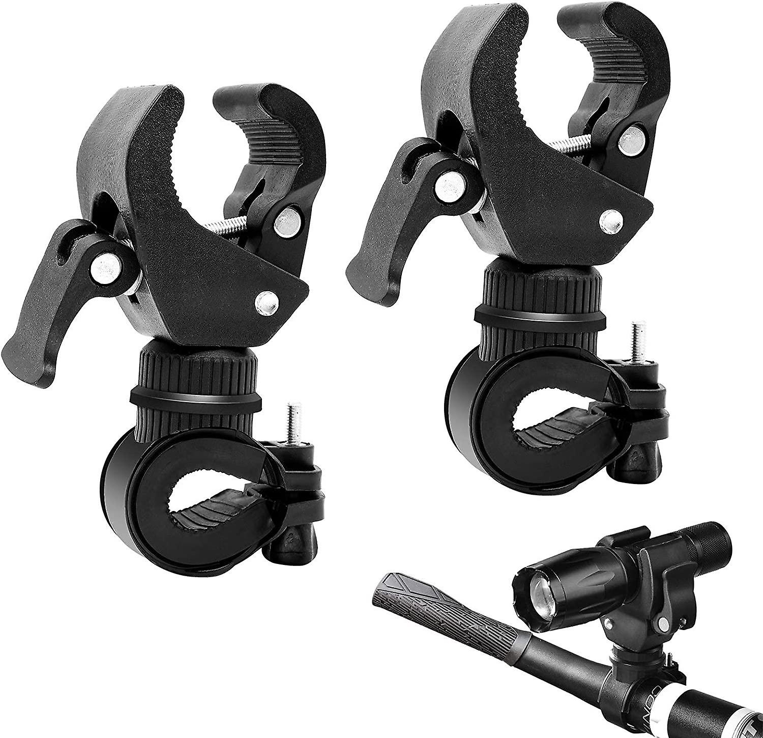 2Pcs Bike Light Holder， 360 Degree Rotating Front/Rear Bicycle Handlebar Clip， For Bike LED Lamp Hol