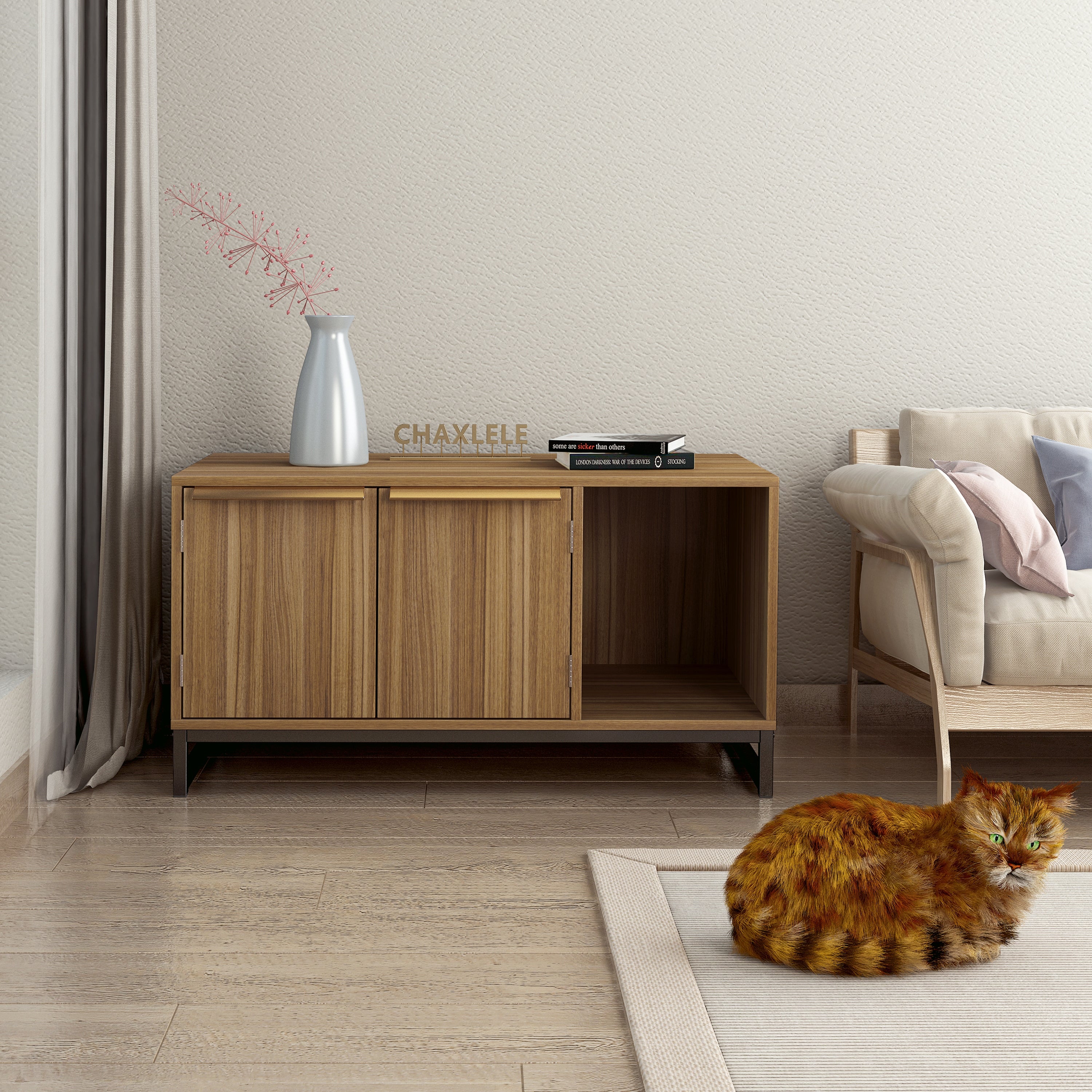 Cat house， Tv stand， Cat house and Tv stand in one， pet house， for Living Room