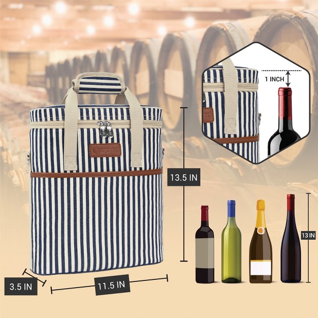 Opux 3 Bottle Wine Carrier Tote Insulated Leakproof Cooler Travel Bag Portable Picnic Byob Beach Party Gift Christmas