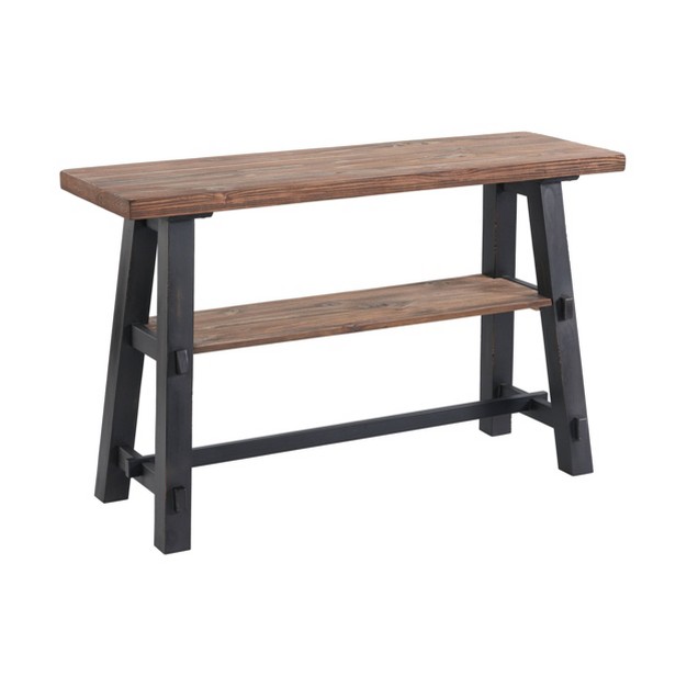 Odin Solid Wood Console Table With Shelf Black Alaterre Furniture