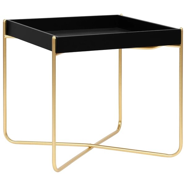 vidaXL Side Table Black and Gold 15