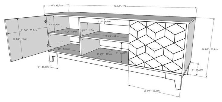 Nexera 402725 Hexagon TV Stand 72inch Black and Truffle Engineered wood   Transitional   Entertainment Centers And Tv Stands   by Homesquare  Houzz