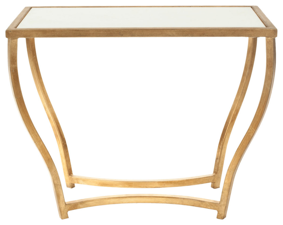 Culven Glass Top Gold Foil Accent Table White/Gold   Contemporary   Side Tables And End Tables   by Peachtree Fine Furniture  Houzz