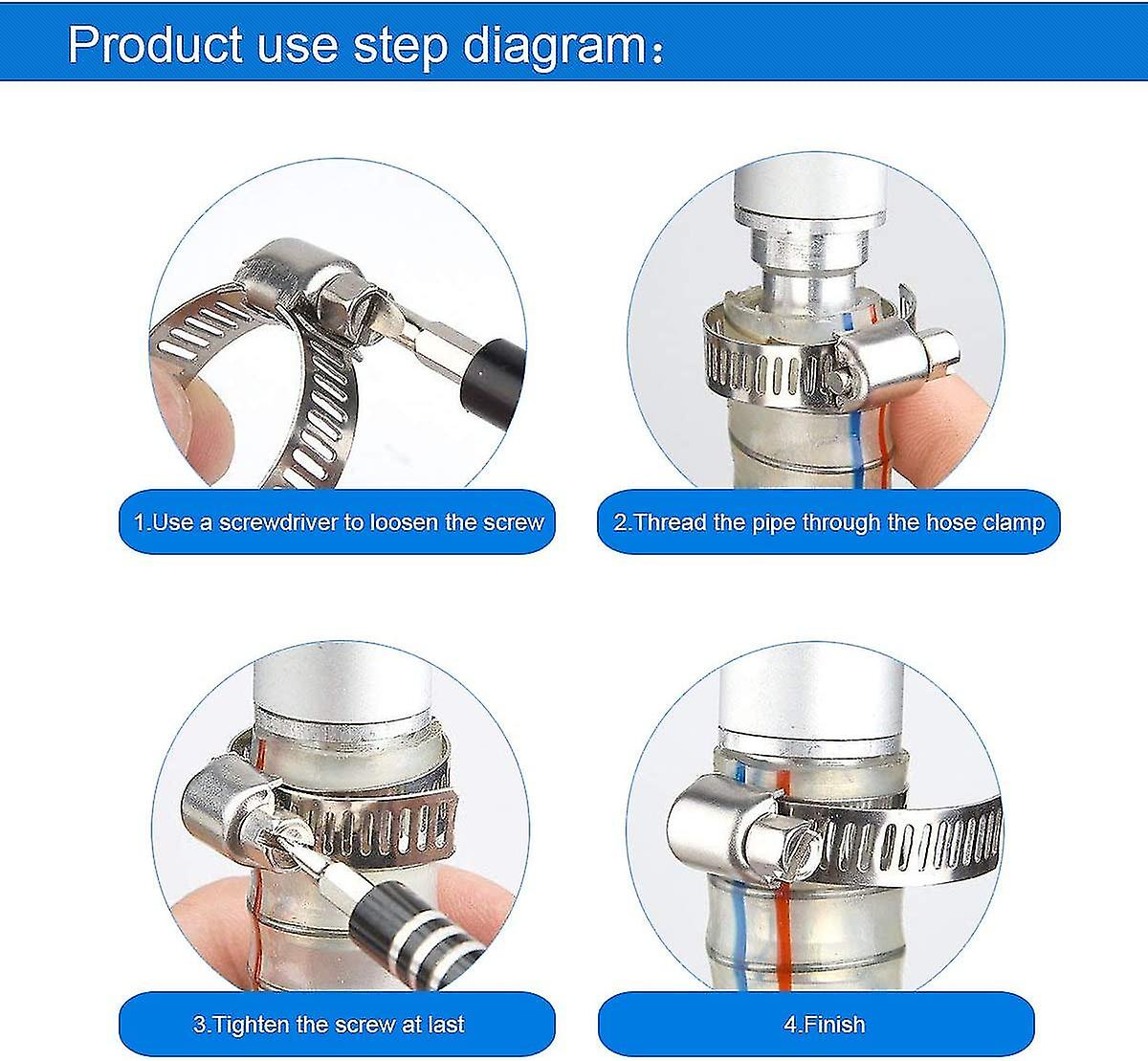 Hose Clips， 36 Pieces Adjustable 6-51mm Range Stainless Steel Hose Clamps Assortment Of 8 Sizes For Family Water Hose