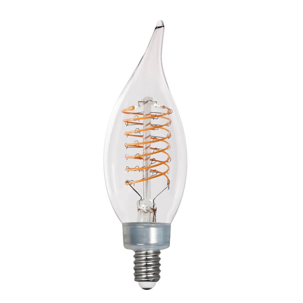 EcoSmart 60-Watt Equivalent BA11 Dimmable E12 Candelabra Fine Bendy Filament LED Vintage Edison Light Bulb Bright White (3-Pack) BA11C7E12830S