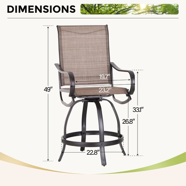 MAISON ARTS 3/5Piece Patio Bar Stool Set of 1 Bar Table and 2/4 Textilene Swivel High Bar Stools