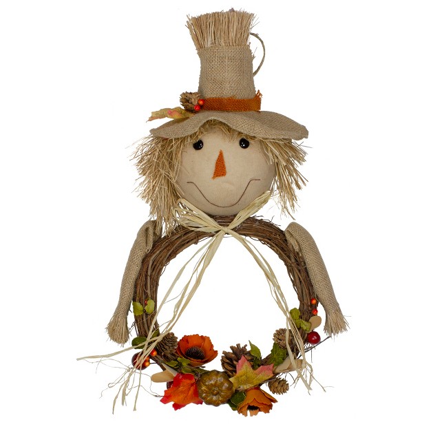 Tan And Orange Fall Harvest Scarecrow Wreath Wall Decor