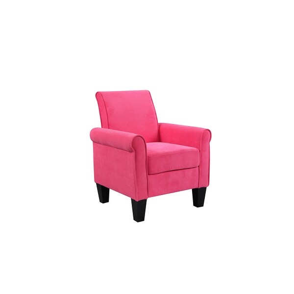 High Quality Fabric Accent Chairs， Sleek Lounge Chairs Comfy Sofa Chair， PU Leather Flared Armchair for Livingroom， Pink