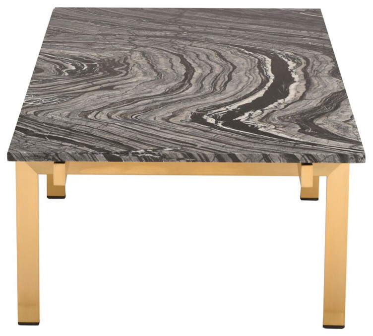 Louve Rectangle Coffee Table  Rectangular Marble Top  Brushed Gold Base   Contemporary   Coffee Tables   by mod space furniture  Houzz