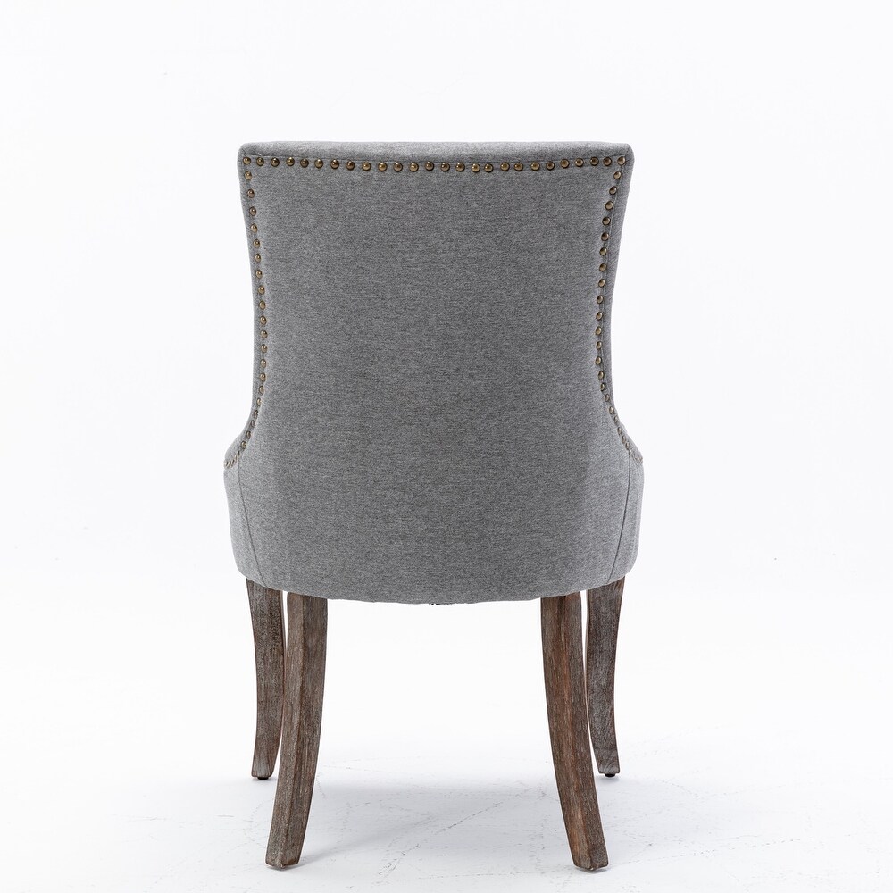 Thickened Fabric Dining Chair with Neutrally Toned Solid Wood Legs