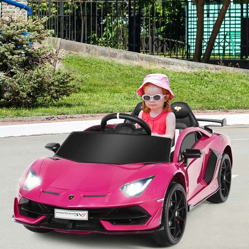 Licensed Lamborghini SVJ Kids Ride-On Car, 12V Battery Powered Sports Car Toy with Trunk & Remote