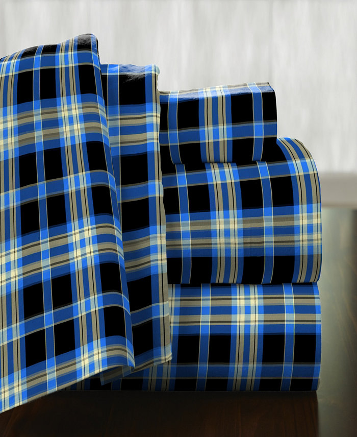 Pointehaven Ashby Plaid Superior Weight Cotton Flannel Sheet Set - Twin