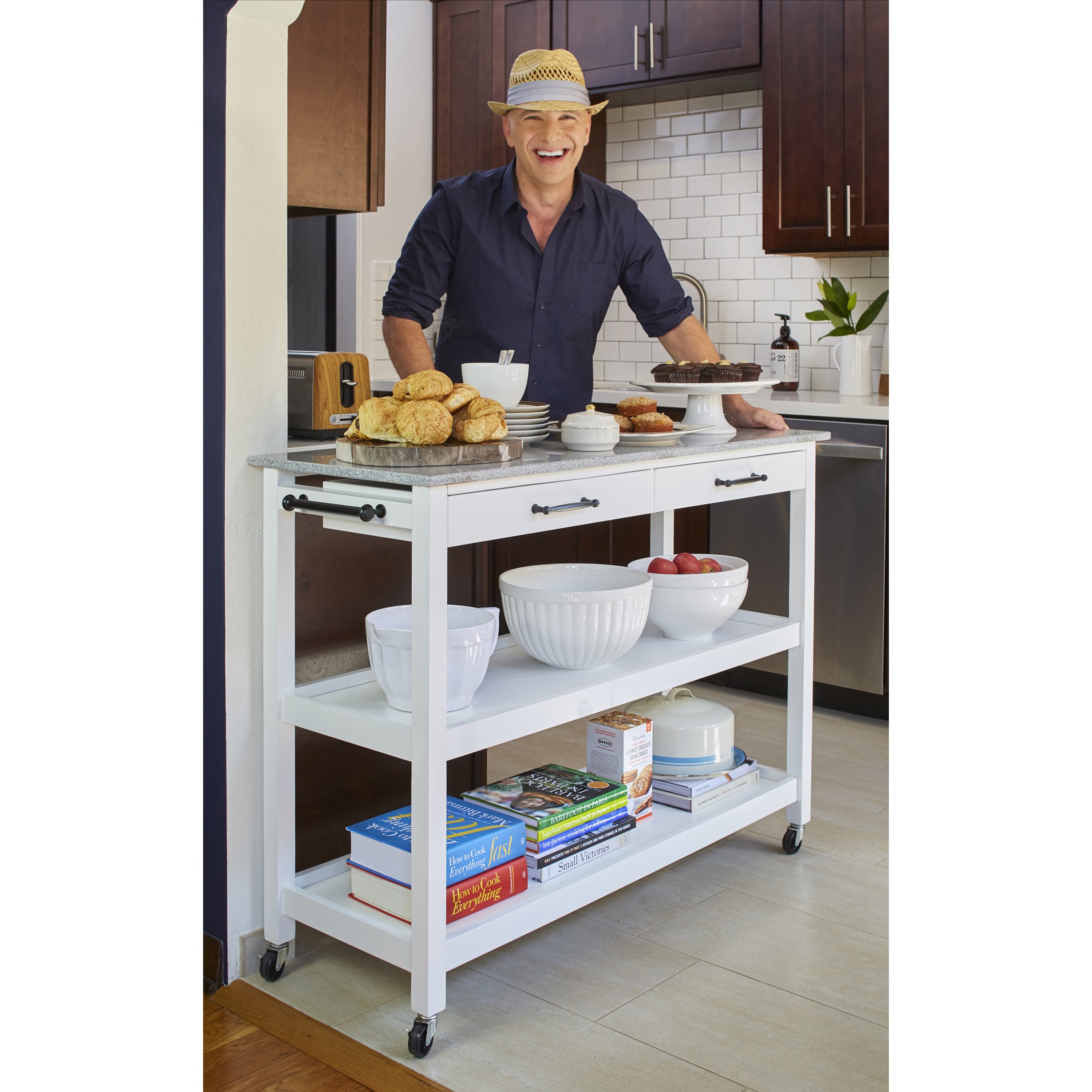 angelo:HOME Kitchen Island/Cart - Arlington (white)