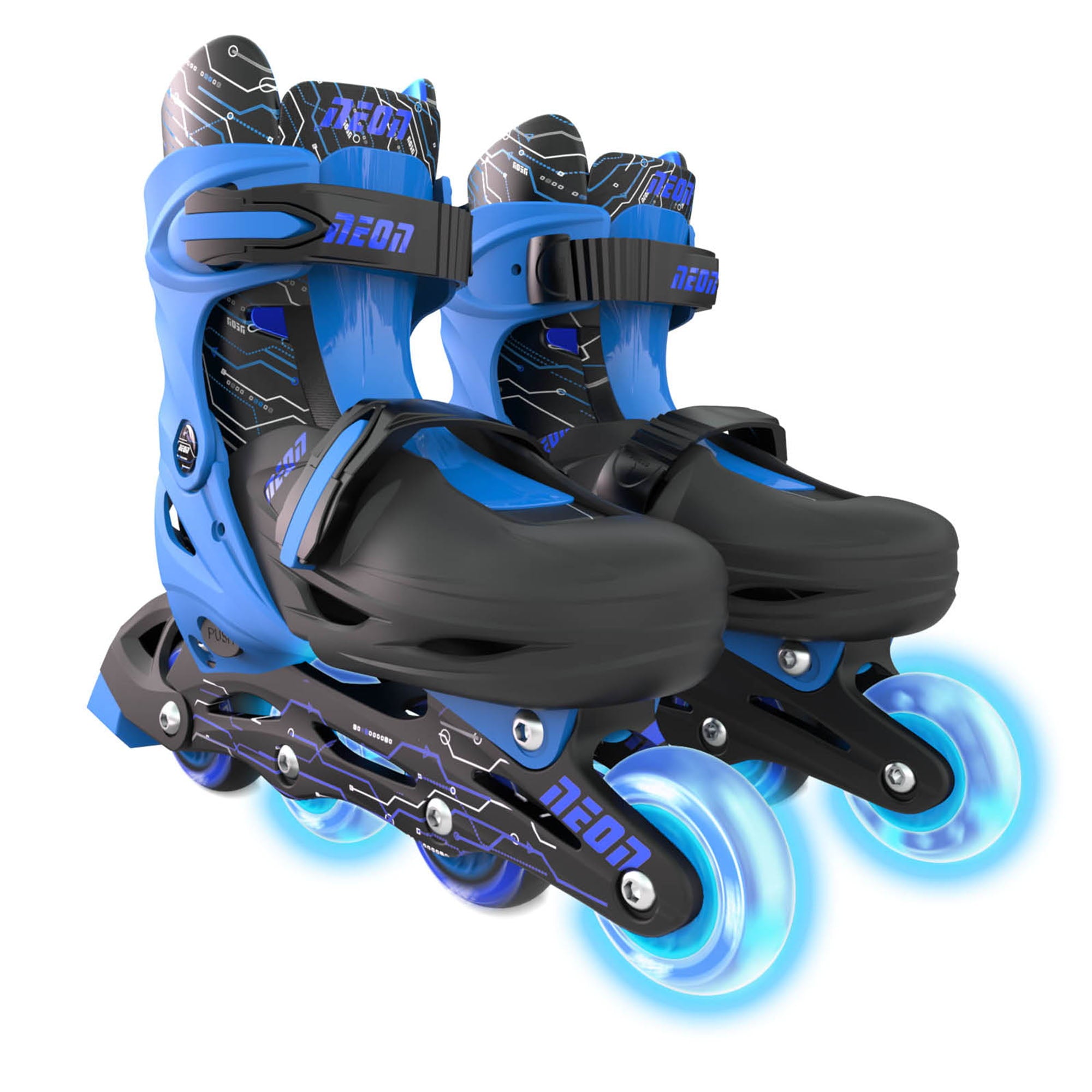 Neon Kids Inline Skates Size 3-6， One Pair， Blue， Boys and Girls