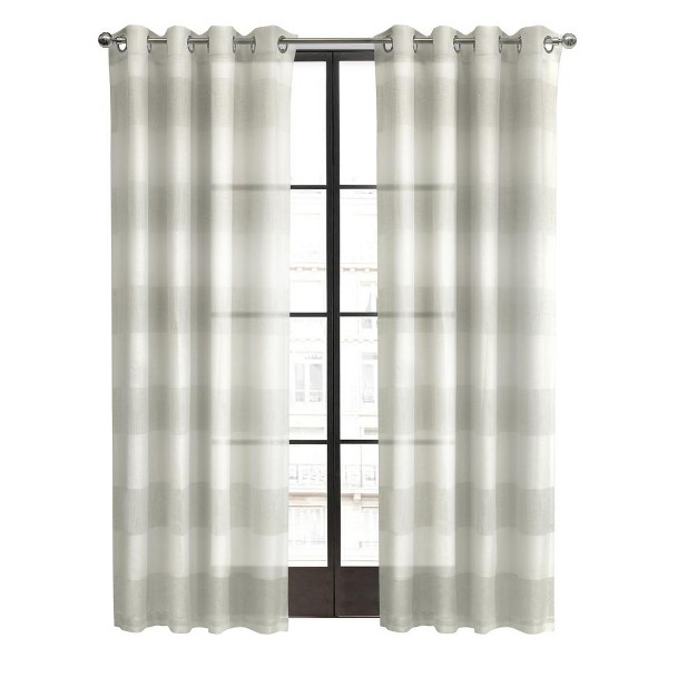 Habitat Paraiso Eclectic Smooth Textured Brighten Space Sheer Panel Grommet Curtain Panel Ivory Grey