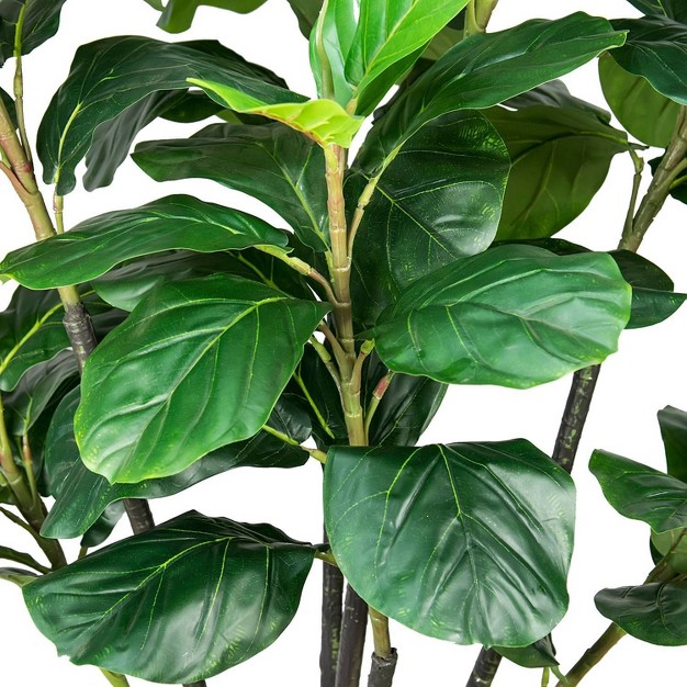 6' Artificial Fiddle Leaf Fig Tree In Basket With Handles - Lcg Florals