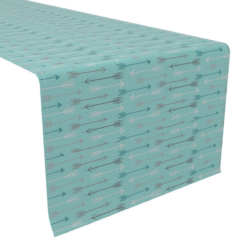 Table Runner， 100% Polyester， 12x72， Arrows on Teal Background