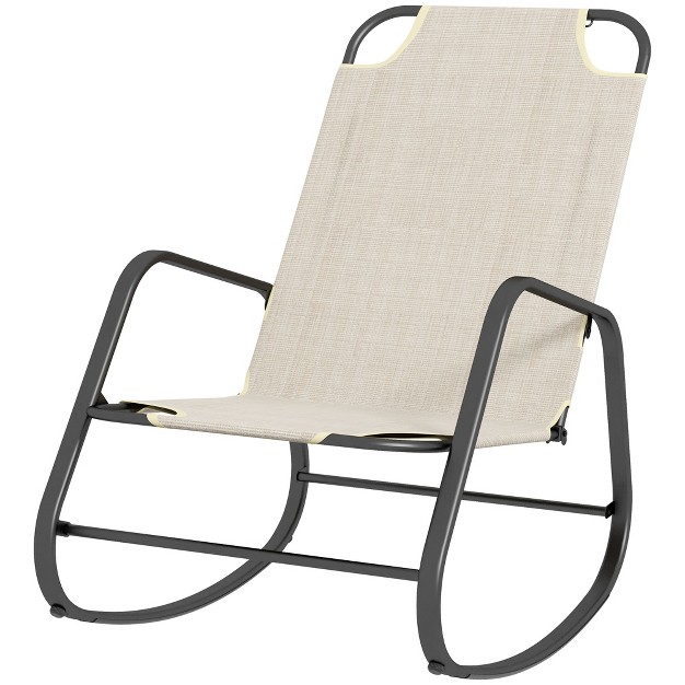 Outsunny Garden Rocking Chair Outdoor Indoor Sling Fabric Rocker For Patio Balcony Porch