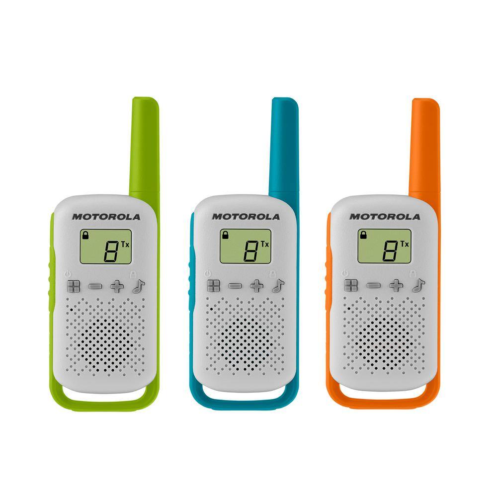 MOTOROLA SOLUTIONS Talkabout T110TP Two-Way Radio in White with Green Blue Orange (3-Pack) T110TP