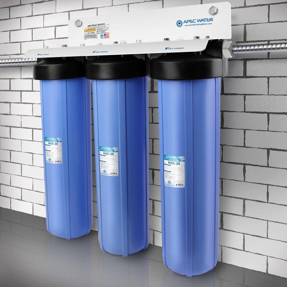 APEC Water Systems 3-Stage Whole House Water Filtration System Sediment KDF and Carbon for Multi-Purpose CB3-SED-KDF-CAB20-BB