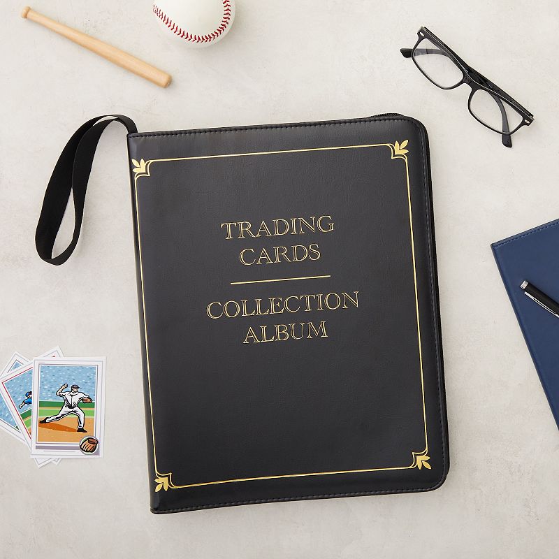 9 Pocket Leather Card 3 Ring Trading Card Binder for Baseball， Gaming， and Sports Cards， 30 Pages， Holds 540 Cards (14 x 11 In)